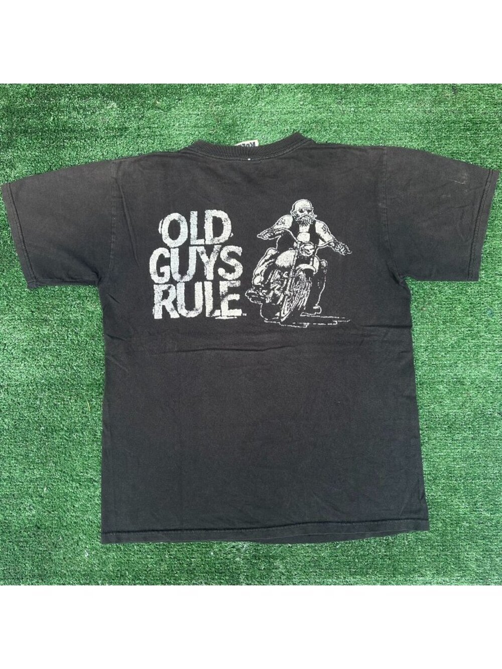 Vintage Y2K Old Guys Rule Biker T-Shirt Black M Grunge Choppers Ironic Humor